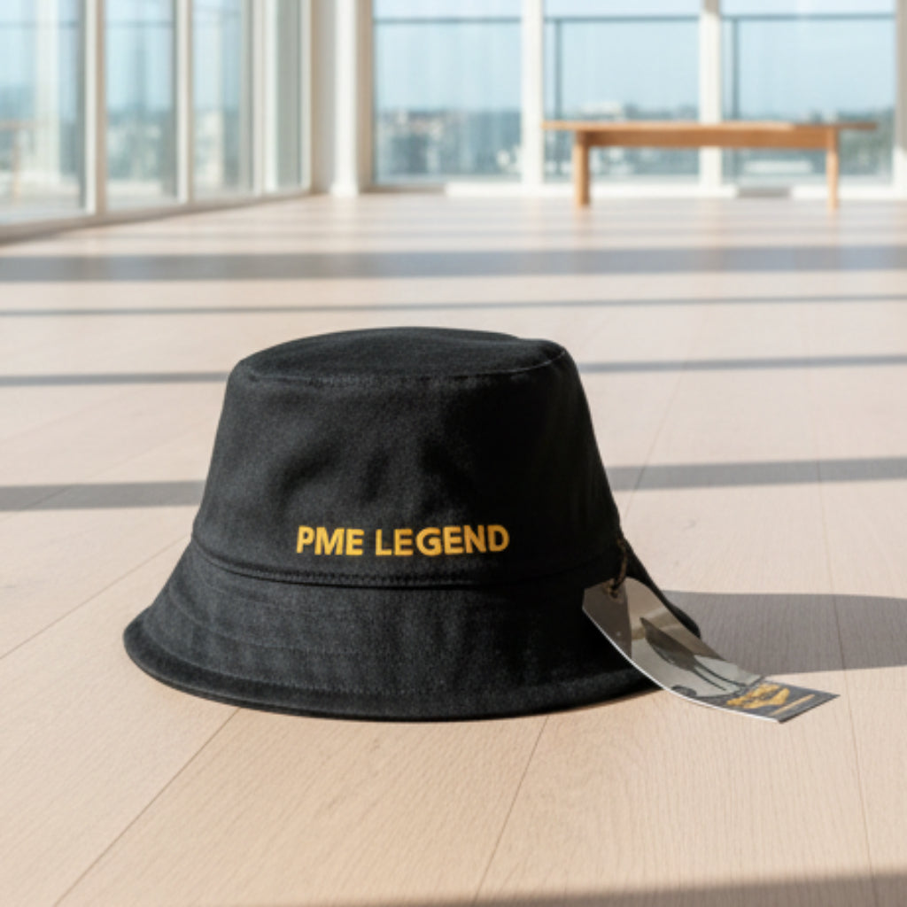 Bucket Hat von PME Legend – Wendemütze in Schwarz/Gelb aus 100 % Baumwolle