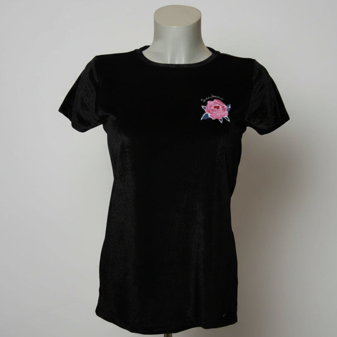 samt t-shirt schwarz vorne