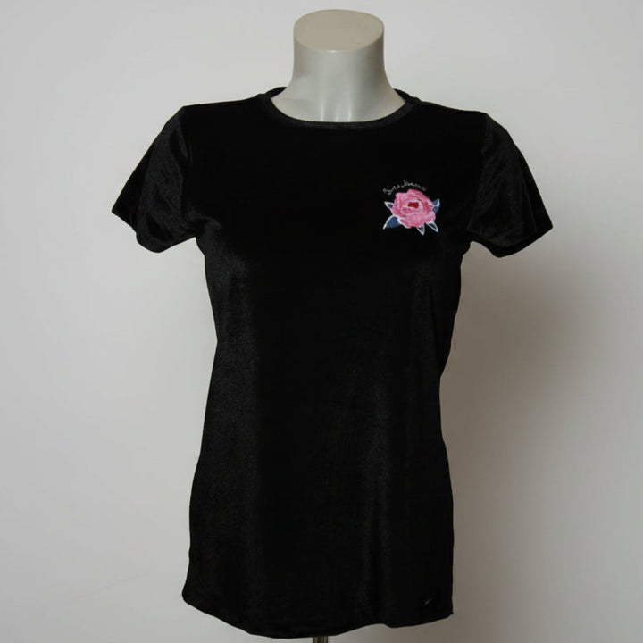 samt t-shirt schwarz vorne