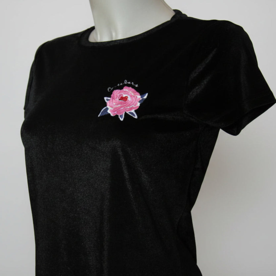 samt t-shirt schwarz vorne