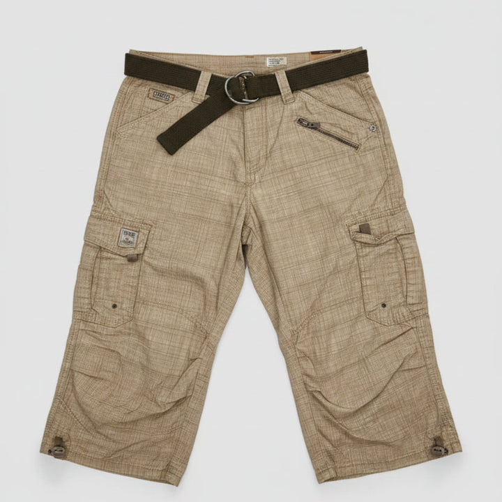 Timezone Herren 3/4 Short „Miles“ Beige | Cargo-Shorts mit Stoffgürtel