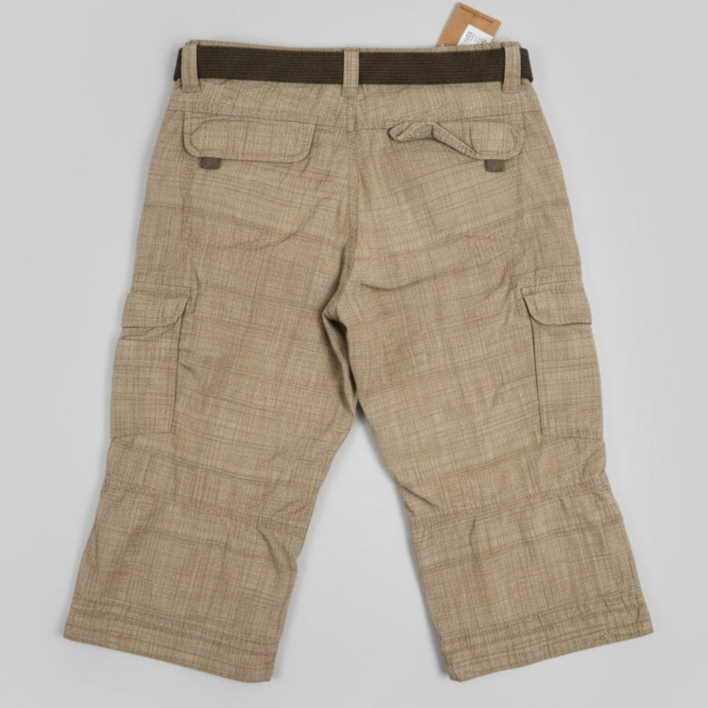 Timezone Herren 3/4 Short „Miles“ Beige | Cargo-Shorts mit Stoffgürtel