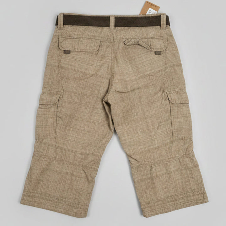 Timezone Herren 3/4 Short „Miles“ Beige | Cargo-Shorts mit Stoffgürtel