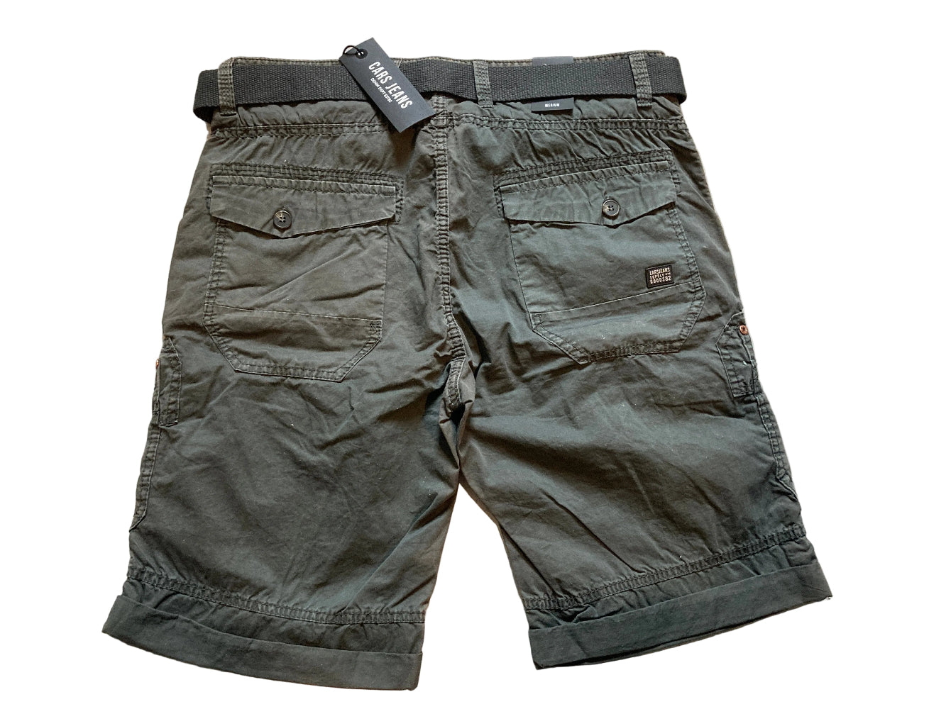 Cars Jeans Cargo Shorts Herren Anthrazit – Cargoshort mit Stoffgürtel & Taschen