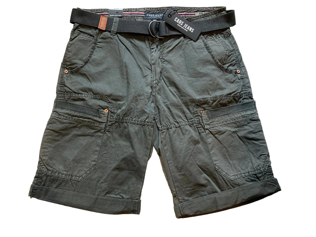 Cars Jeans Cargo Shorts Herren Anthrazit – Cargoshort mit Stoffgürtel & Taschen
