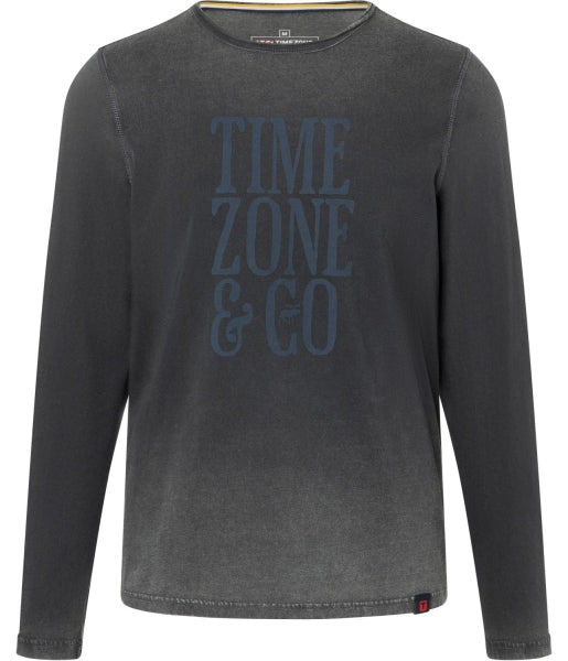 Timezone Herren Langarm T-Shirt – Lässiges Longsleeve aus 100% Baumwolle in Black Olive & Dark Navy