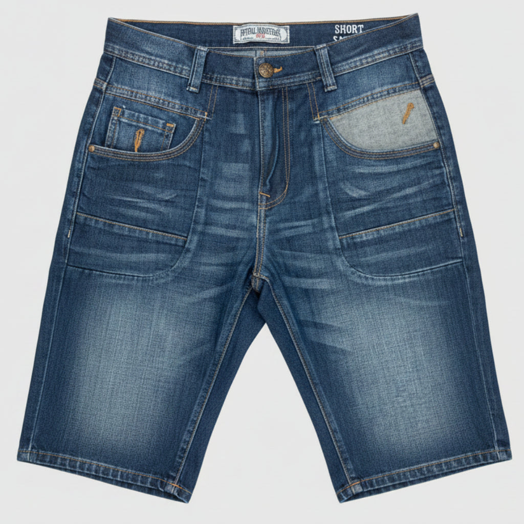 Petrol Industries Jeans Short mit hellen Denim-Kontrast-Einsätzen