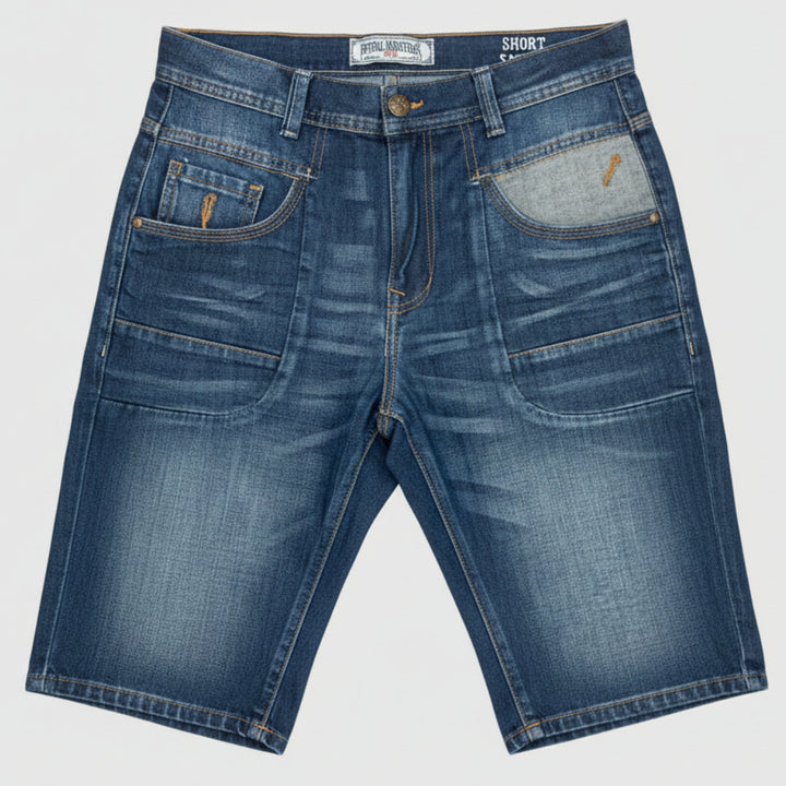 Petrol Industries Jeans Short mit hellen Denim-Kontrast-Einsätzen