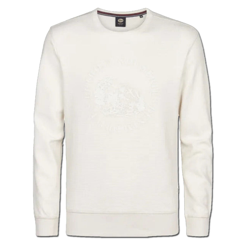 Petrol Industries Herren Rundhals Pullover mit Struktur – Farbe Seashell (Ecru)