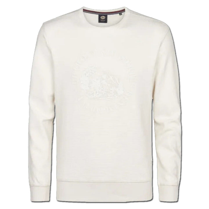 Petrol Industries Herren Rundhals Pullover mit Struktur – Farbe Seashell (Ecru)