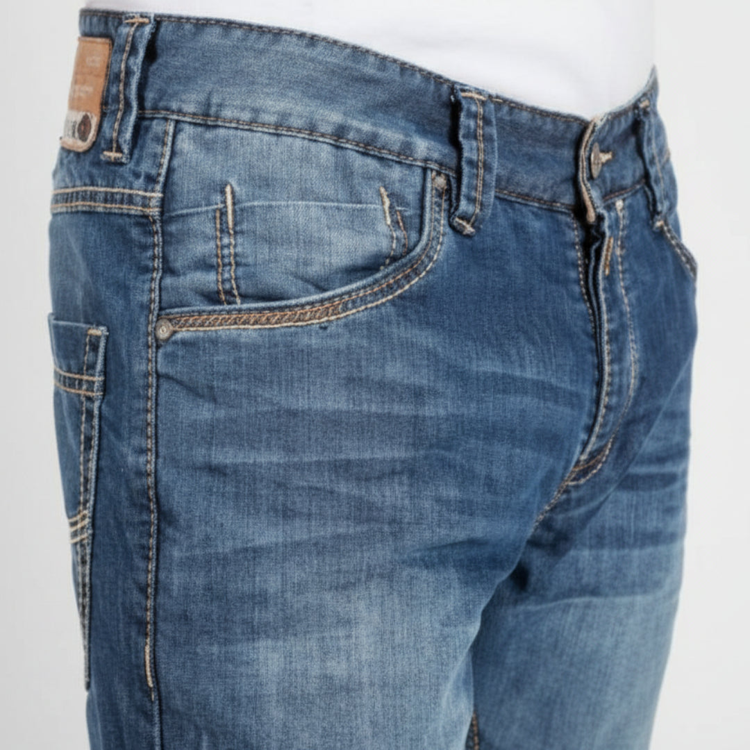 Timezone Herrenjeans Eduardo Indigo Water – Slim Fit Jeans mit Kontrastnähten 34" Lang