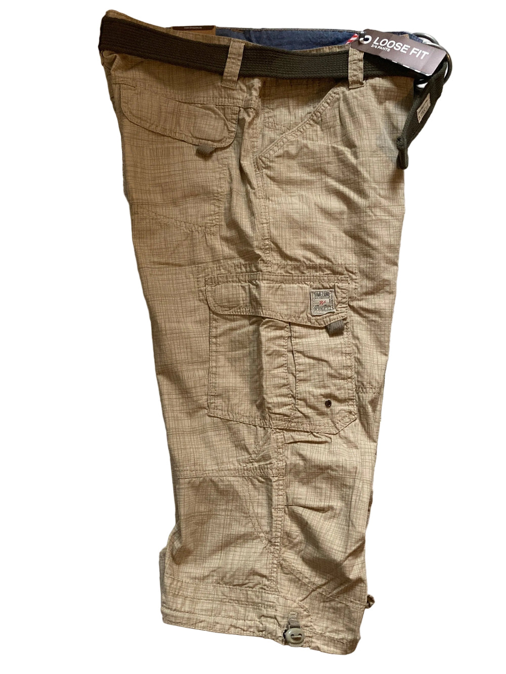 Timezone Herren 3/4 Short „Miles“ Beige | Cargo-Shorts mit Stoffgürtel