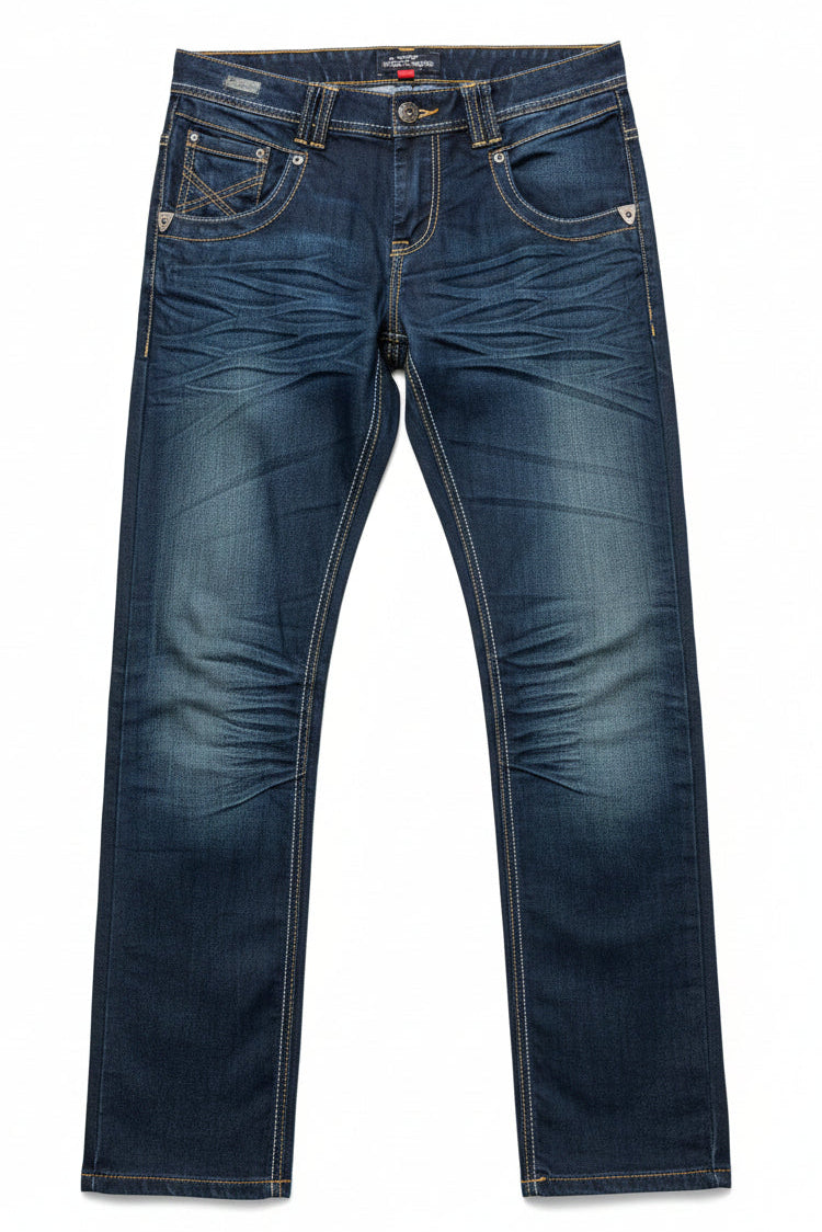 Cars Jeans Crown Herren Jeans ohne Stretch – Slim Fit, Stone Washed & Cairns Black/Blue