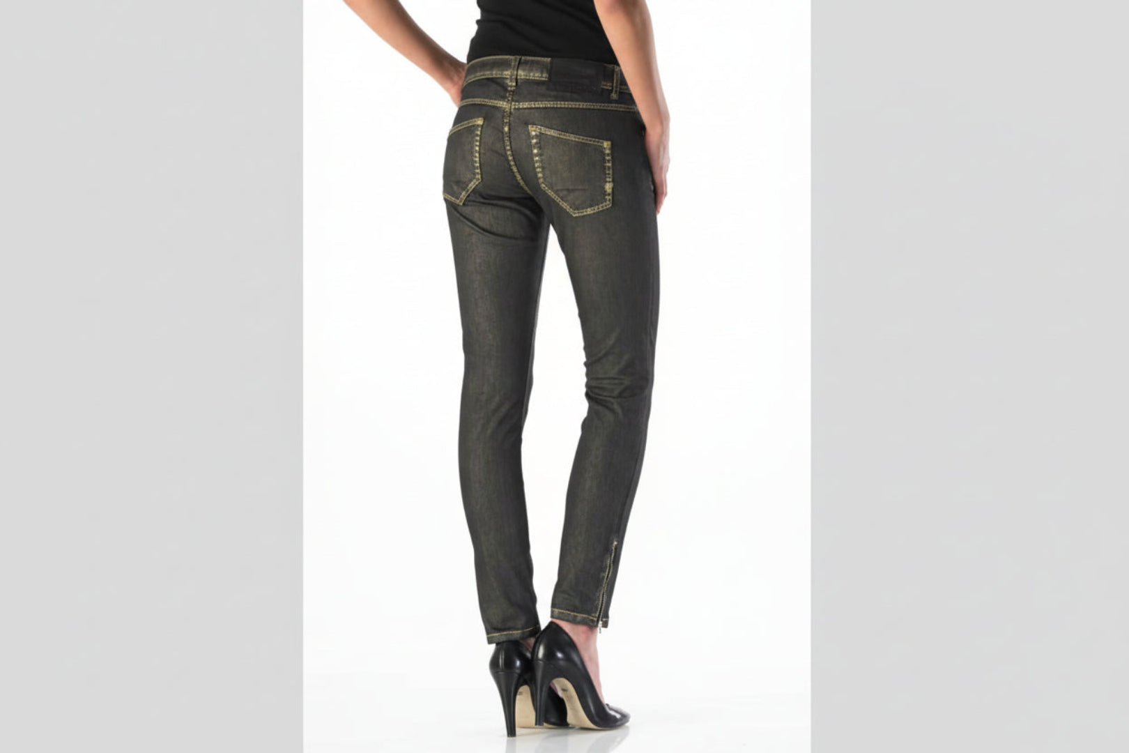 Good Morning Universe Woody Superslim Jeans Shiny Gold – Damen Stretch Jeans Slim Fit