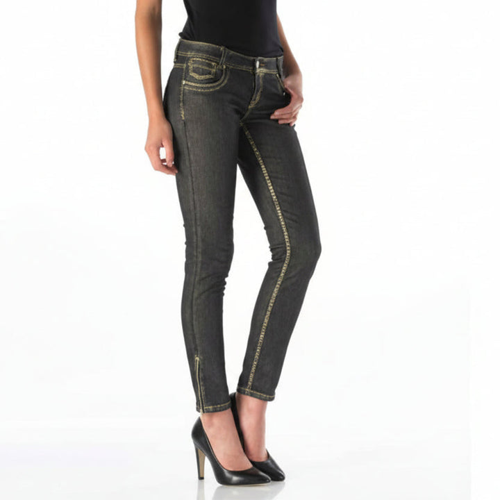 Good Morning Universe Woody Superslim Jeans Shiny Gold – Damen Stretch Jeans Slim Fit