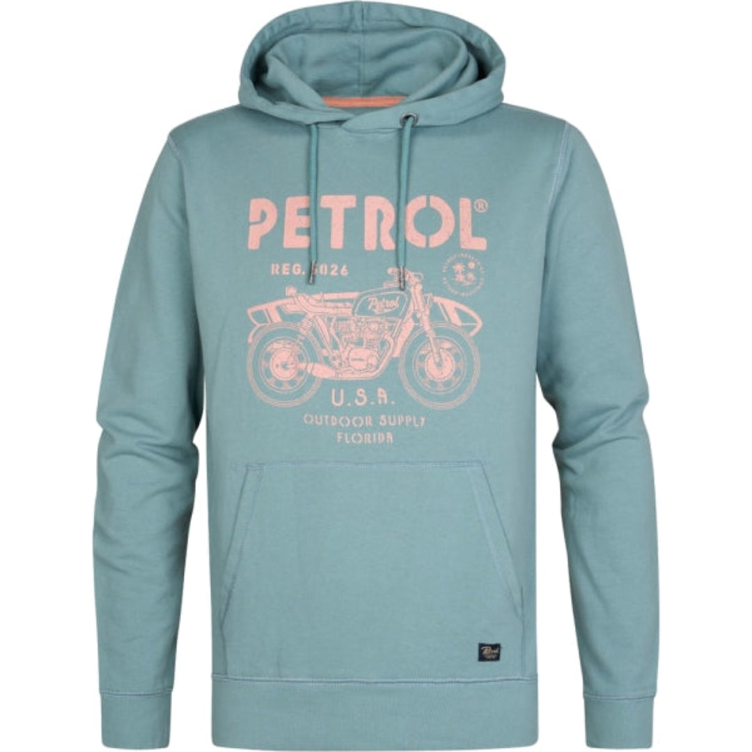 Petrol Industries Hoodie – Ocean Blue mit Motorbike-Print