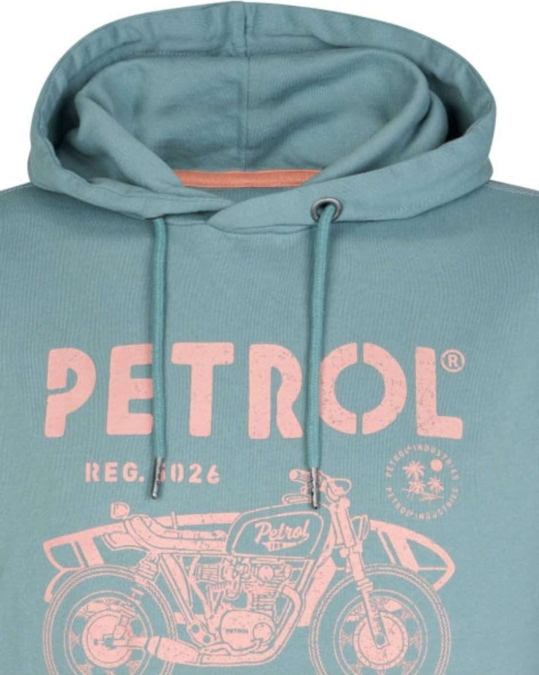 Petrol Industries Hoodie – Ocean Blue mit Motorbike-Print