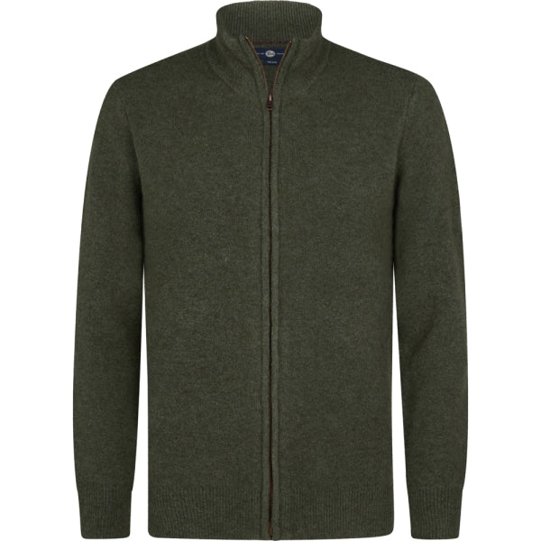 Petrol Industries Herren Cardigan Army Green | Strickjacke mit Reißverschluss