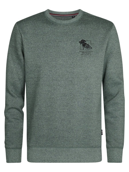 Petrol Industries Herren Pullover Pale Aqua | Rundhalspullover mit Logo-Stick