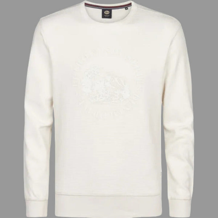 Petrol Industries Herren Rundhals Pullover mit Struktur – Farbe Seashell (Ecru)