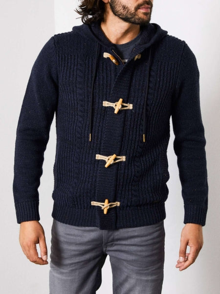 petrol strickjacke mit knebelverschluss front