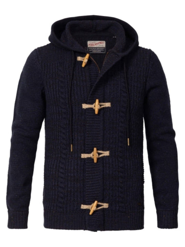 petrol strickjacke mit knebelverschluss