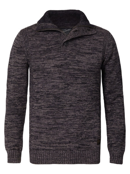 petrol stehkragen pulli anthrazit