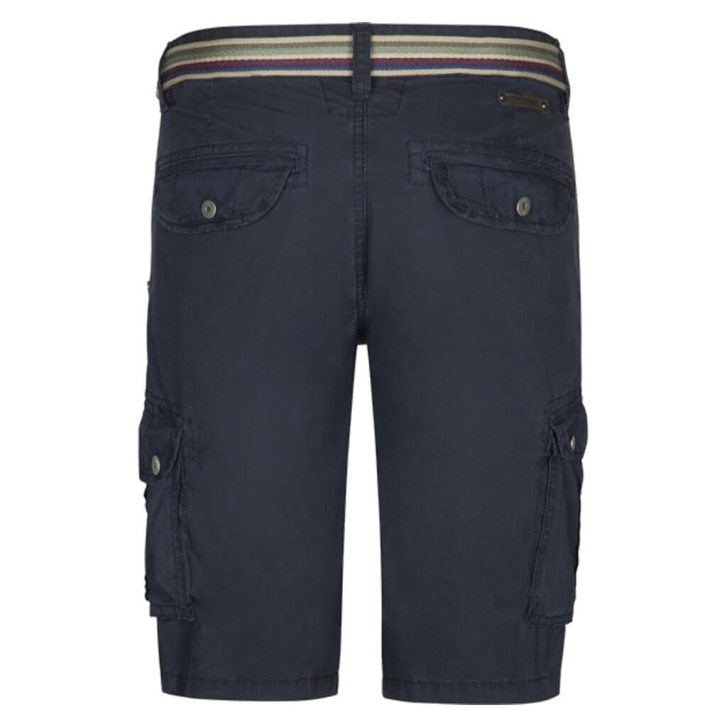 Timezone Cargo Short mit Stoffgürtel – Loose Fit in Washed Dark Navy & Washed Sand