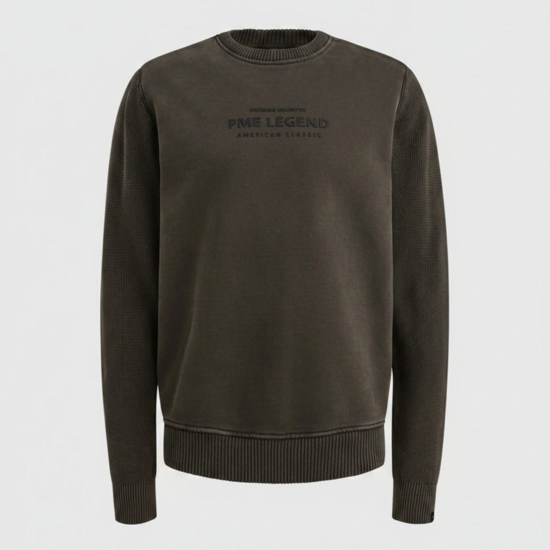 PME Legend Herren Sweatshirt Dark Grey | Bequemes Sweatshirt mit Rundhalsausschnitt