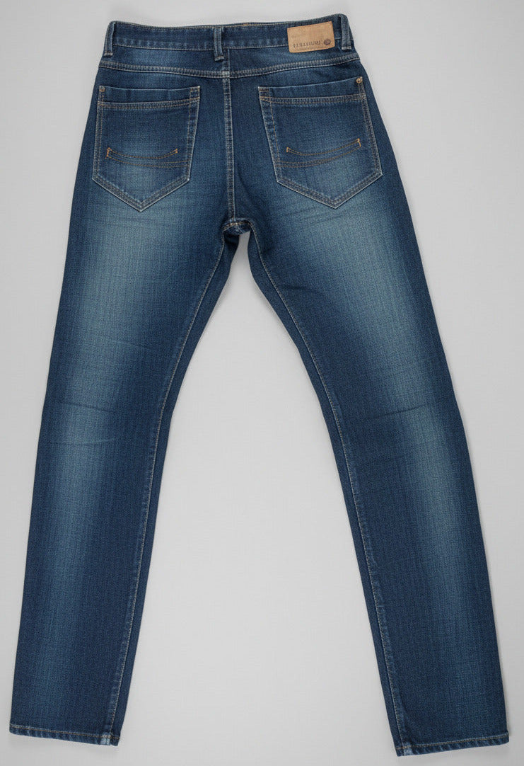 Timezone Herren Jeans EDO Zip – Straight Leg, Raywash | 78% Baumwolle