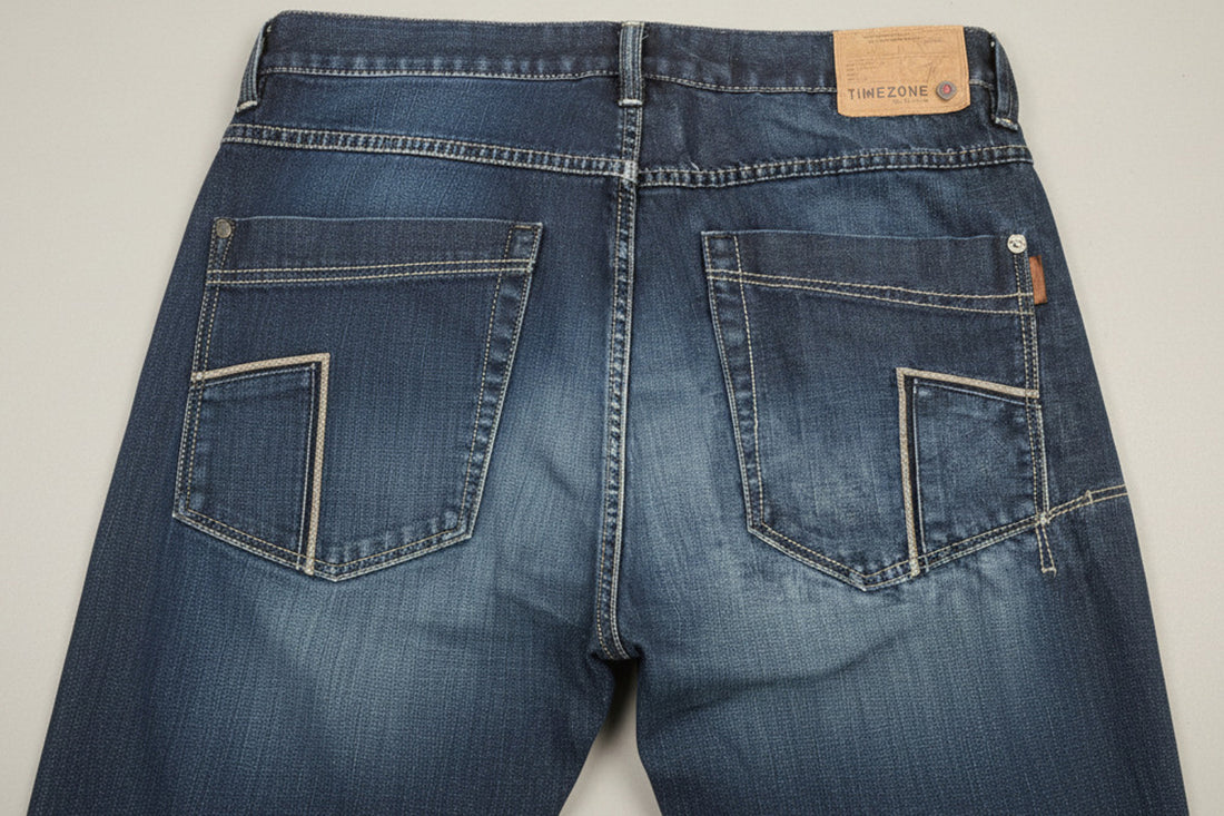 Timezone Herren Jeans EDO Zip – Straight Leg, Raywash | 78% Baumwolle