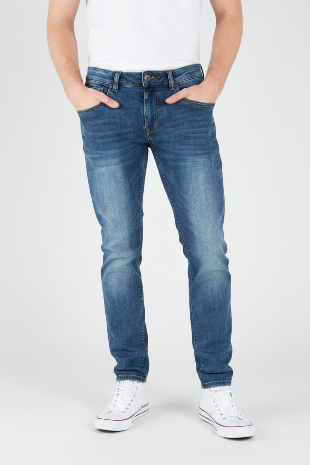 Timezone Herrenjeans Costello Tight Fit – Atlantic Blue Wash mit Comfort Stretch