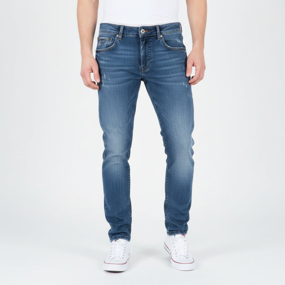 Timezone Herrenjeans Costello Tight Fit – Atlantic Blue Wash mit Comfort Stretch