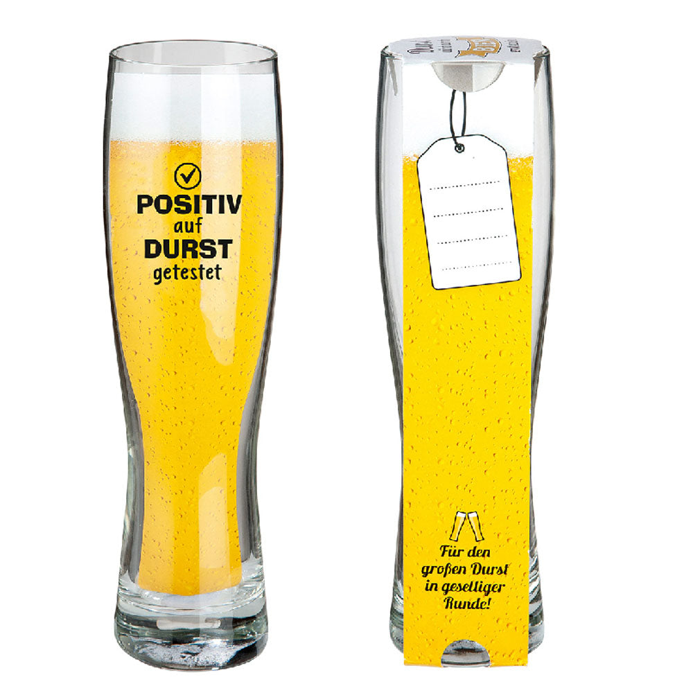 Gilde Weizenbierglas „Positiv auf Durst getestet“ – 0,5 Liter Biergenuss im modernen Design
