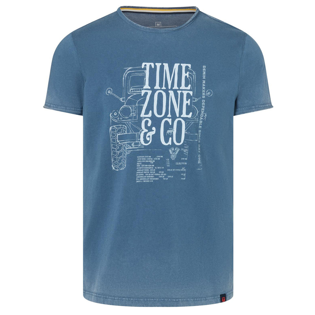 Timezone Herren T-Shirt mit Jeep Print – Dark Shadow Gray | Bone White